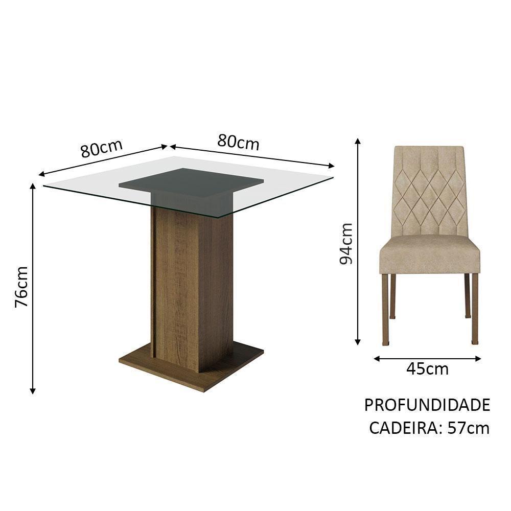 Conjunto Sala De Jantar Mesa Tampo De Vidro 4 Cadeiras Rustic/imperial Noemi Madesa Rustic/imperial - 8