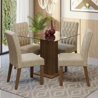 Conjunto Sala De Jantar Mesa Tampo De Vidro 4 Cadeiras Rustic/imperial Noemi Madesa Rustic/imperial - 2