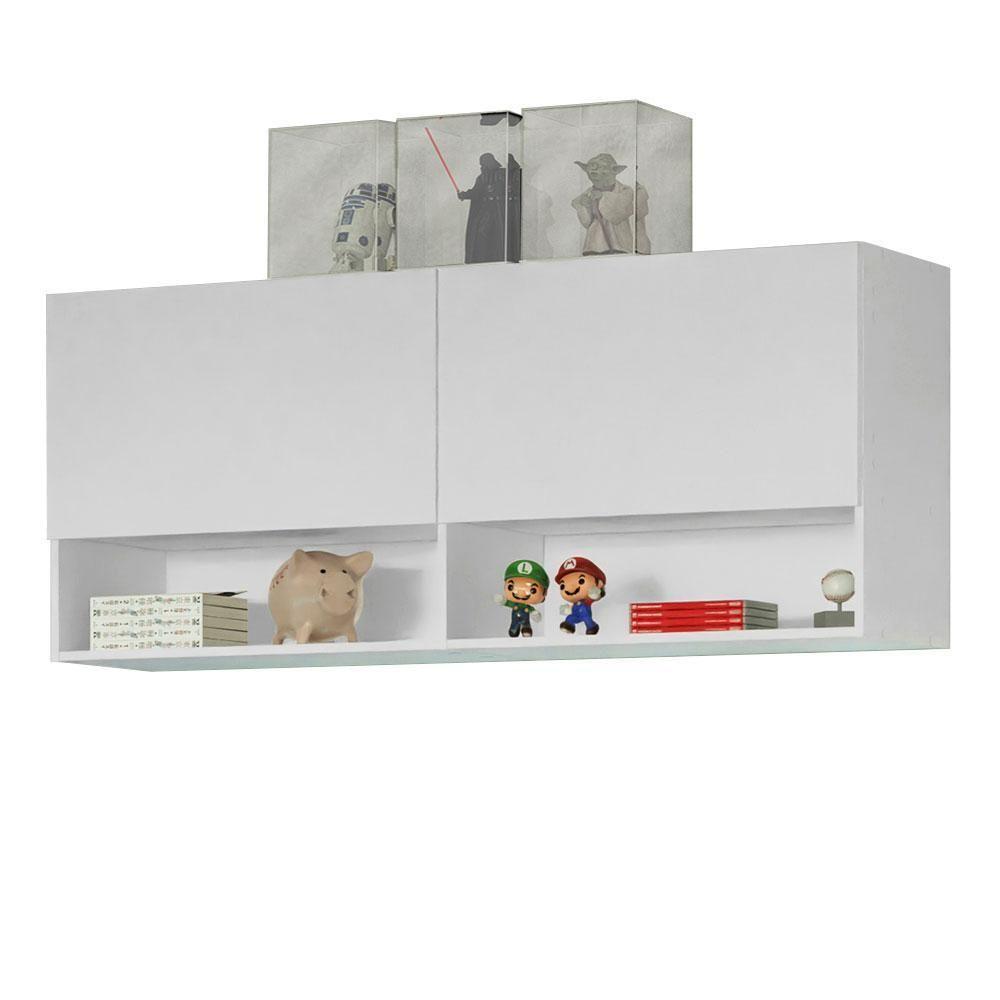Armário Aéreo Para Quarto Com Nicho E Prateleira 120cm Branco Madesa Branco - 5
