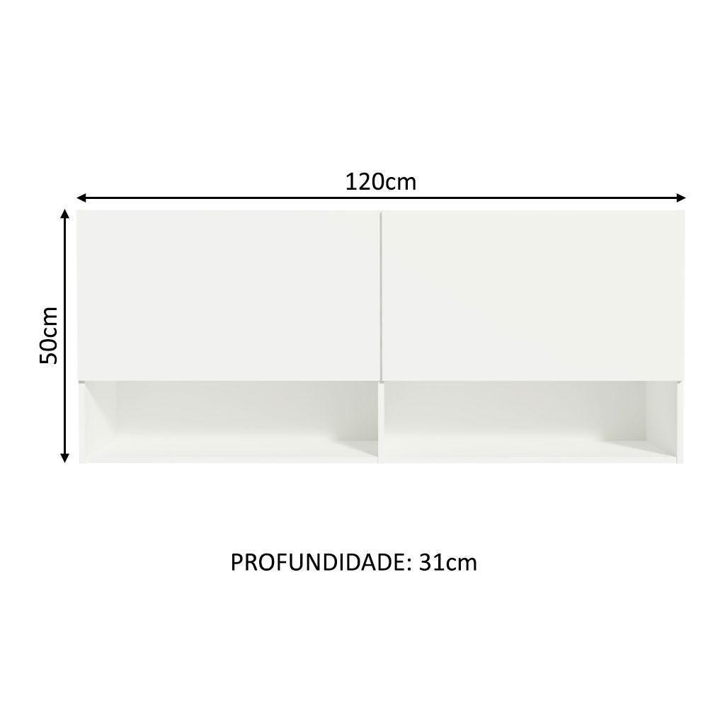 Armário Aéreo Para Quarto Com Nicho E Prateleira 120cm Branco Madesa Branco - 7