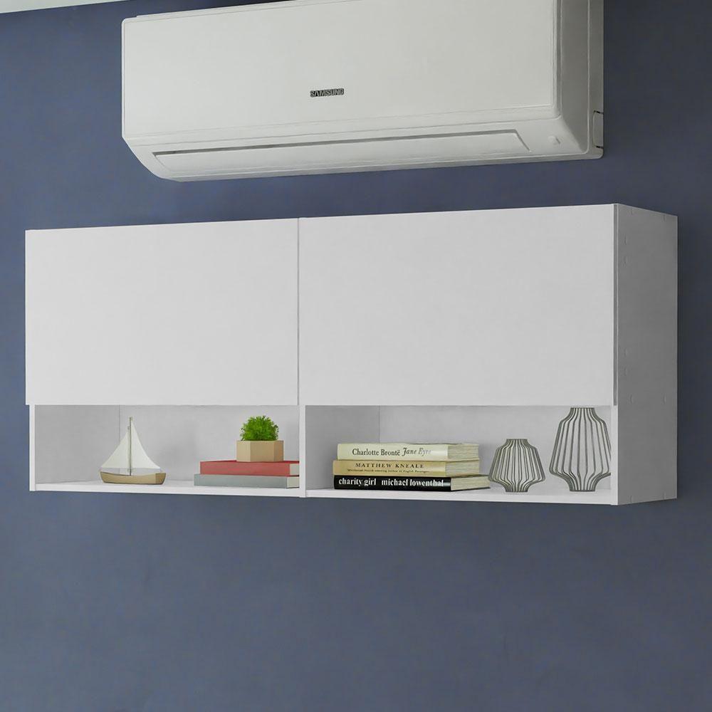 Armário Aéreo Para Escritório Com Nicho E Prateleira 120cm Branco Madesa Branco - 1