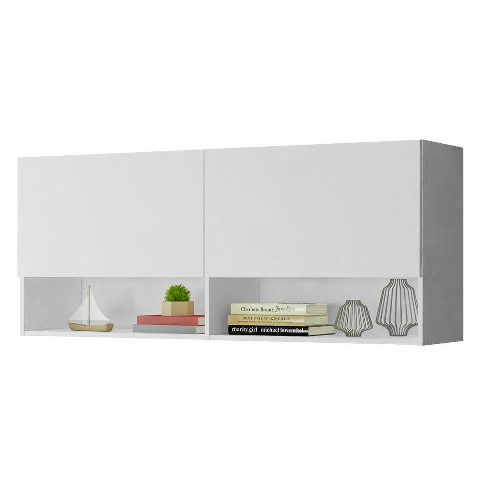 Armário Aéreo Para Escritório Com Nicho E Prateleira 120cm Branco Madesa Branco - 6