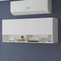 Armário Aéreo Para Escritório Com Nicho E Prateleira 120cm Branco Madesa Branco - 1