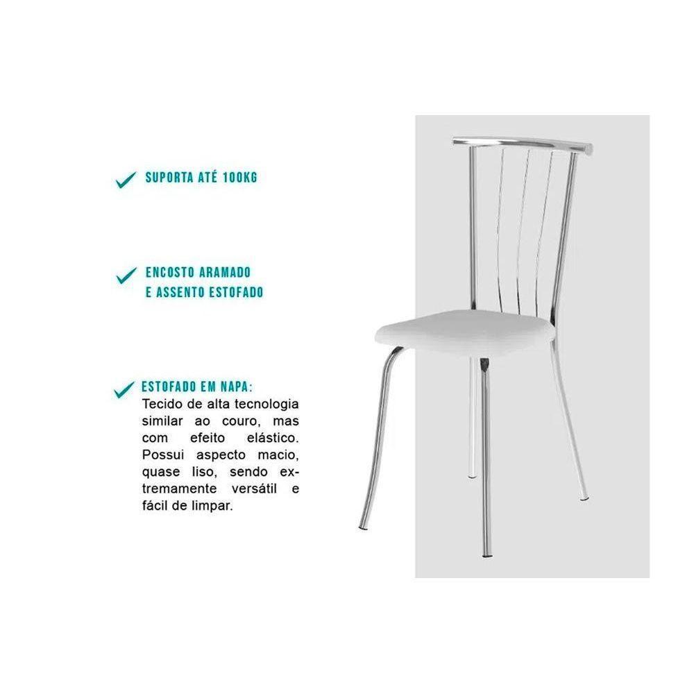 Cadeira Sala de Jantar 154 Aço Kit 2 Uni Prata - Assento Courano Cacau - Carraro - 3