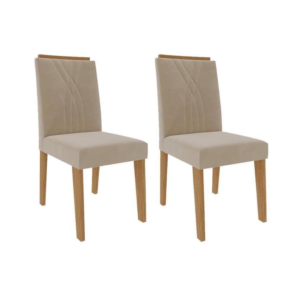 Cadeira Sala de Jantar Nicole Kit 2 Un Nature/Suede Nude - Cimol - 1