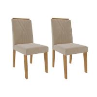 Cadeira Sala de Jantar Nicole Kit 2 Un Nature/Suede Nude - Cimol - 1