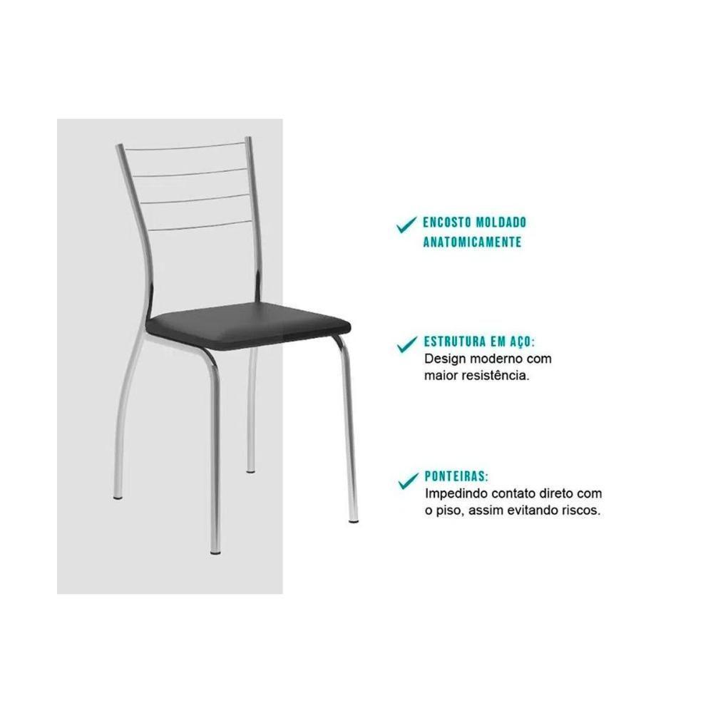 Cadeira Sala De Jantar 1700 Kit Aço 2 Uni Prata - Assento Courano Cacau - Carraro - 5