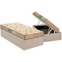 Cama Box Baú Solteiro: Colchão Espuma Polar D45 Pérola + Base CRC Suede Clean(88x188) - 1