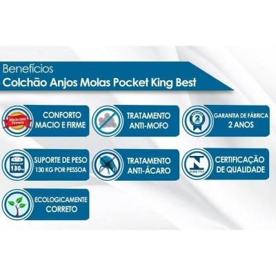 Cama Box Baú Solteiro: Colchão Molas Anjos MasterPocket Ensacadas King Best Clean + Base CRC Suede Clean(88x188)