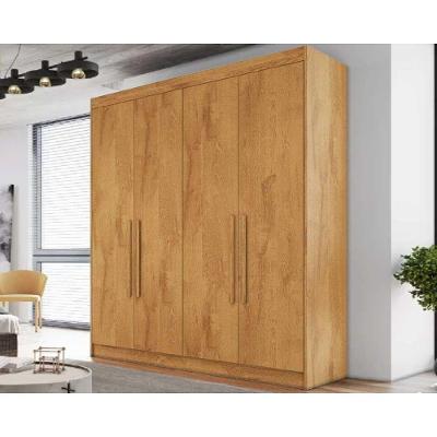 Guarda Roupa Solteiro Nantes 4 Portas dobradiça 3 Gavetas Peroba MDF Europa