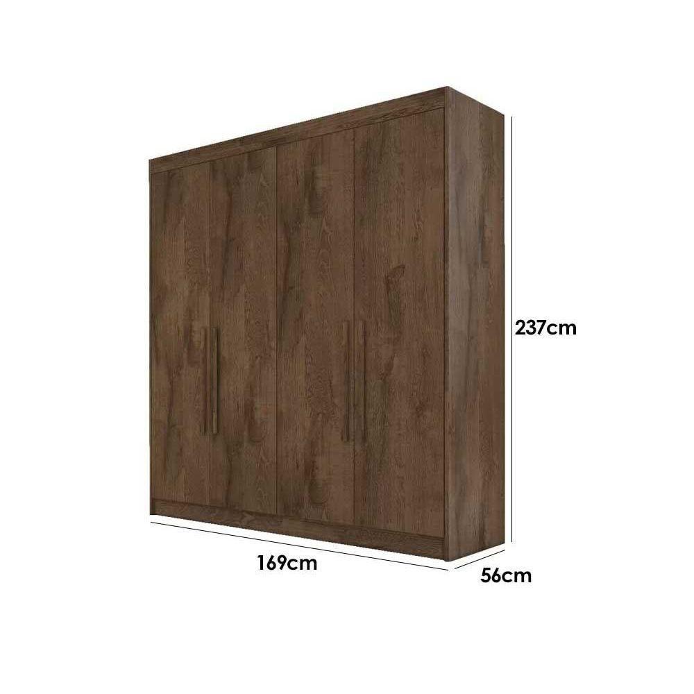 Guarda Roupa Solteiro 3 Gavetas e 4 Portas Nantes Braúna/Off White - Europa - 3