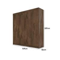 Guarda Roupa Solteiro 3 Gavetas e 4 Portas Nantes Braúna/Off White - Europa - 3