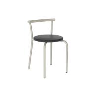 Banqueta Sala de Jantar 105 Kit 2 Un Prata - Assento Courano Preto - Carraro - 1