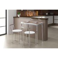 Banqueta Sala de Jantar 105 Kit 2 Un Prata - Assento Courano Branco - Carraro - 8