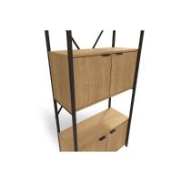 Estante p/Sala Industrial Alta LI018 c/ 4 Portas 72x200cm Freijo/Preto - Kappesberg - 3