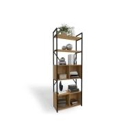 Estante p/Sala Industrial Alta LI018 c/ 4 Portas 72x200cm Freijo/Preto - Kappesberg