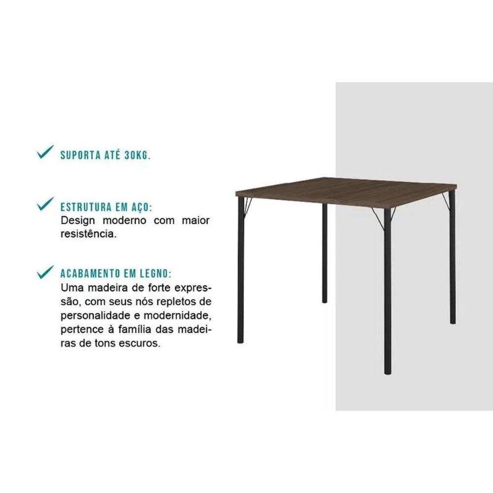 Mesa de Sala Jantar 1545 Aço c/Tampo Madeirado 87x87cm Freijo c/ Prata - Carraro - 3