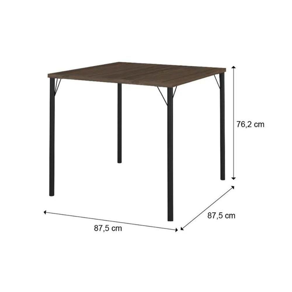 Mesa de Sala Jantar 1545 Aço c/Tampo Madeirado 87x87cm Freijo c/ Prata - Carraro - 5