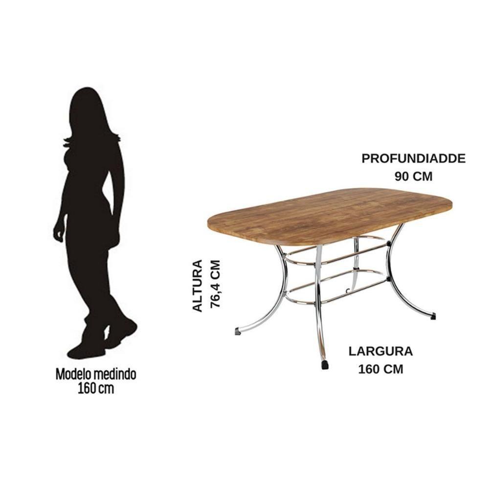 Mesa de Sala Jantar 1547 Aço c/Tampo Madeirado 160x90cm Freijo c/ Prata - Carraro - 4