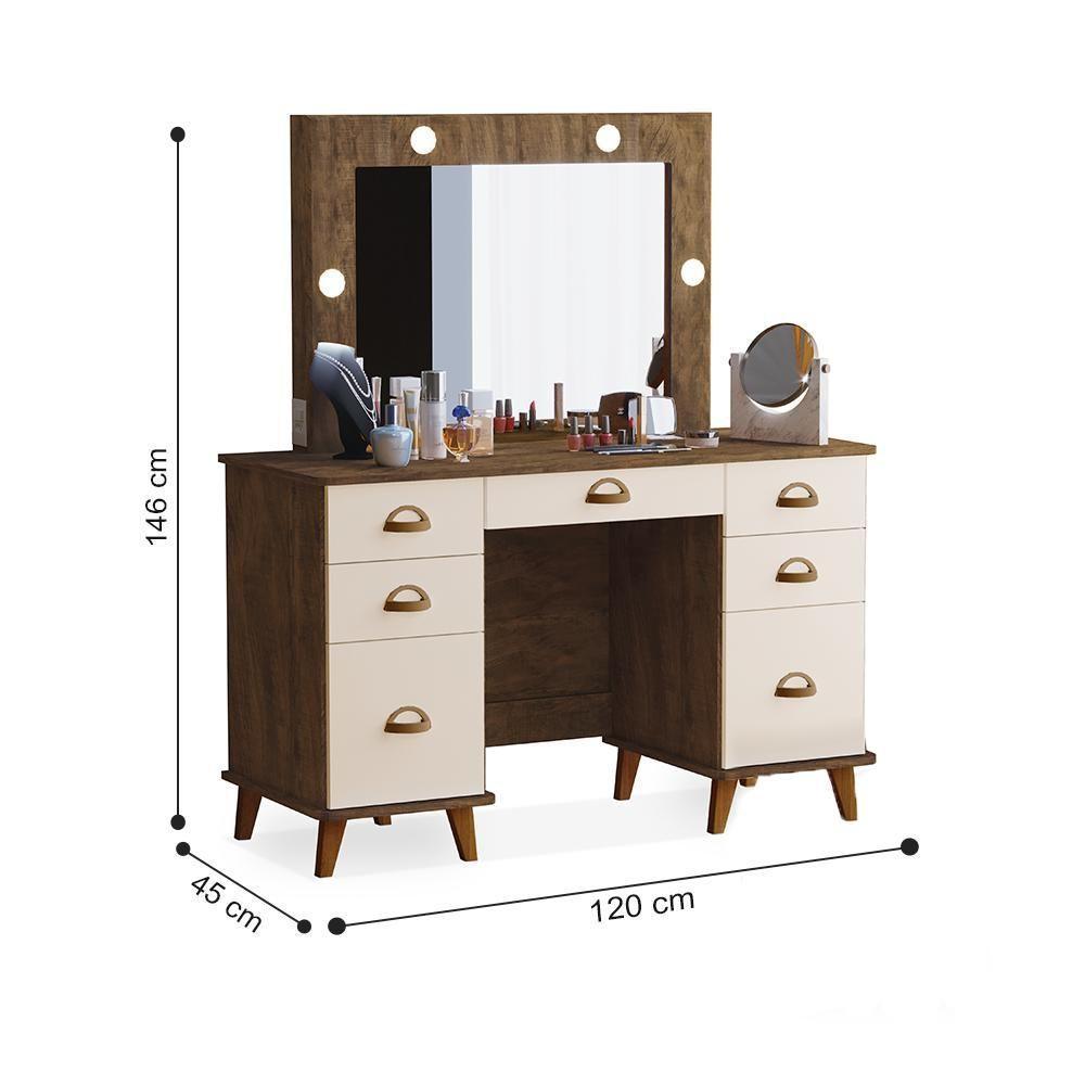 Penteadeira Com 7 Gavetas León Malbec Off White - 2