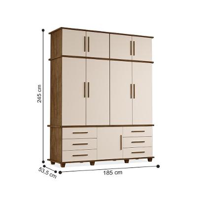 Guarda Roupa Closet Dresden 9 Portas 6 Gavetas Malbec-Off White MDF
