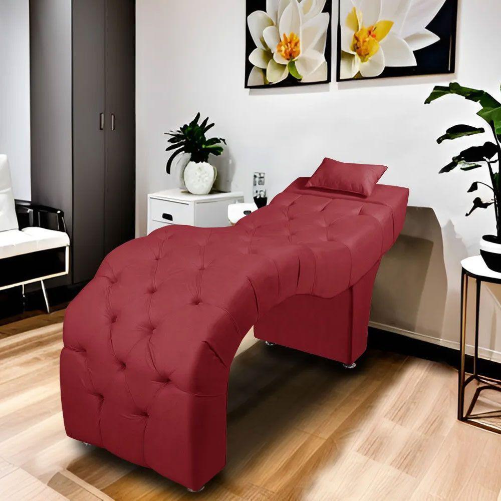 Maca Estofada Para Clínica De Estética Facial Com Capitonê Andressa Veludo Speciale Home Vermelho - 4