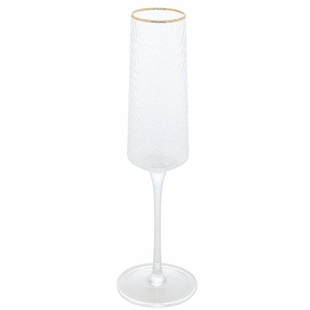 Taça Para Champanhe Em Cristal Martelado Petra 300ml Lyor Transparente - 1