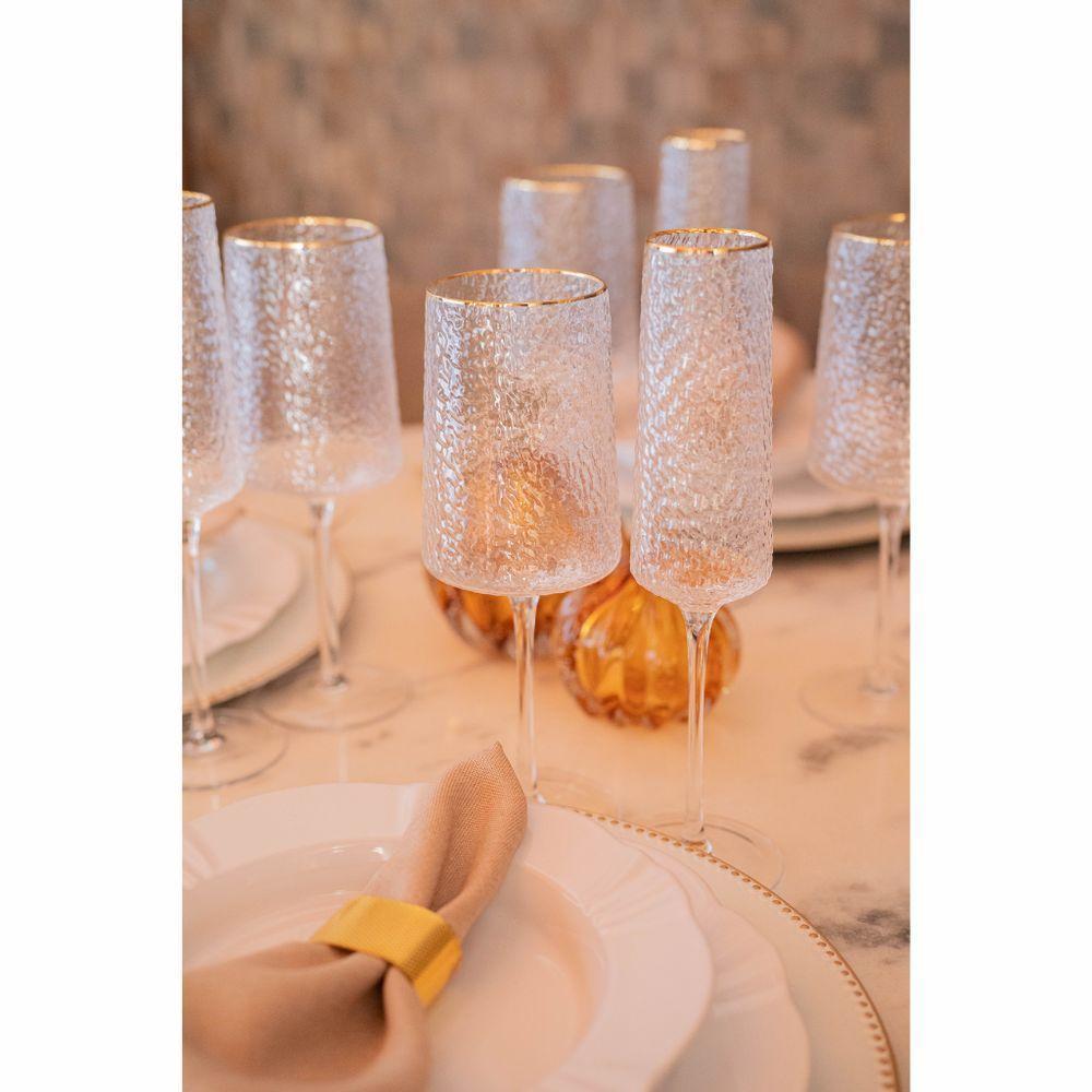 Taça Para Champanhe Em Cristal Martelado Petra 300ml Lyor Transparente - 2