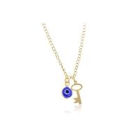 Tornozeleira Com Pingente De Olho Grego E Chave Folheado - 1