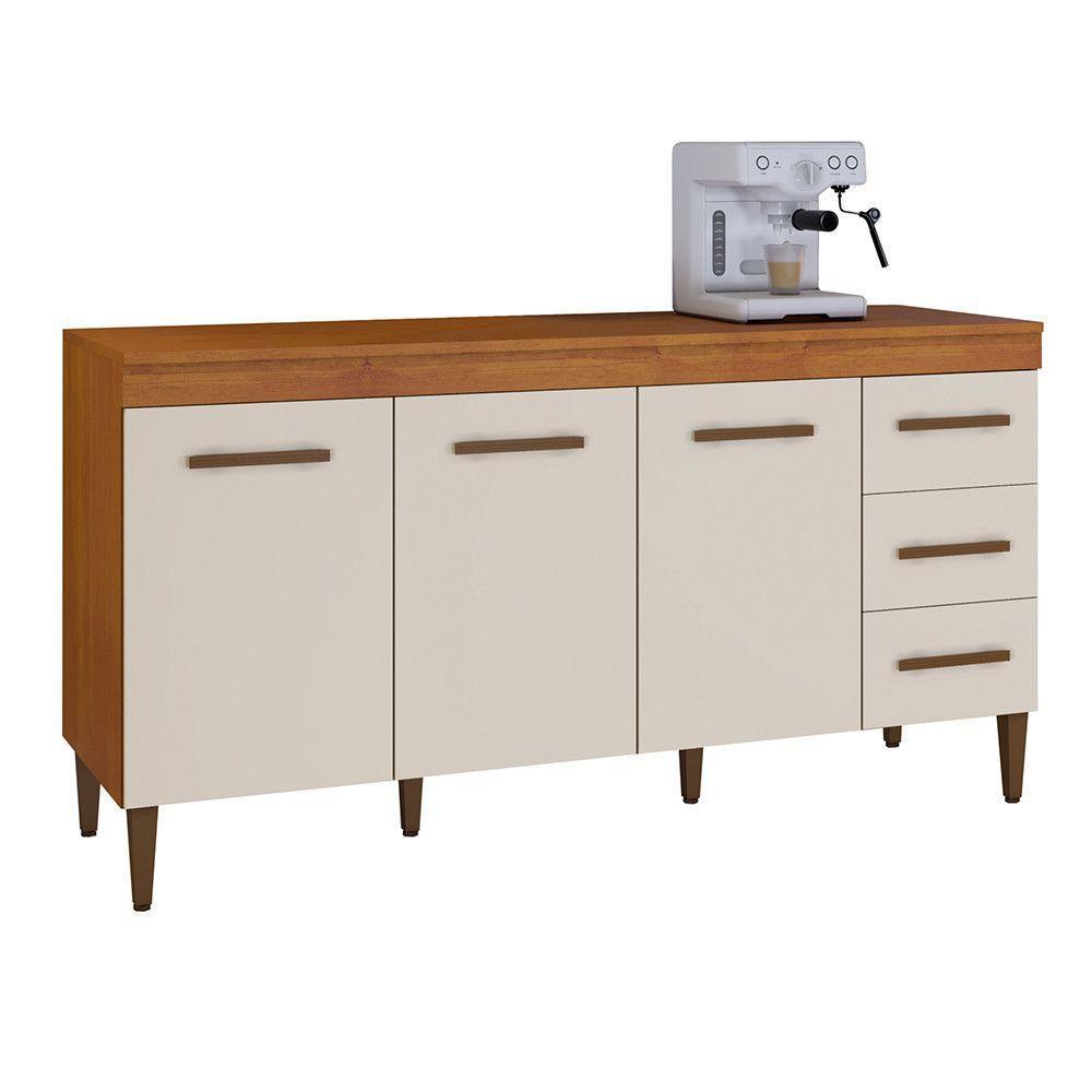 Balcão Atenas 3 Portas E 3 Gavetas Naturalle Com Off White - 3