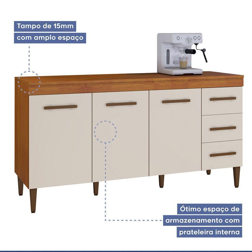 Balcão Atenas 3 Portas E 3 Gavetas Naturalle Com Off White - 7
