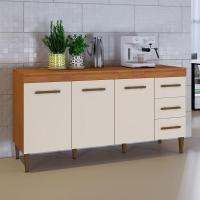 Balcão Atenas 3 Portas E 3 Gavetas Naturalle Com Off White - 1