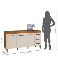 Balcão Atenas 3 Portas E 3 Gavetas Naturalle Com Off White