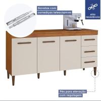 Balcão Atenas 3 Portas E 3 Gavetas Naturalle Com Off White - 6