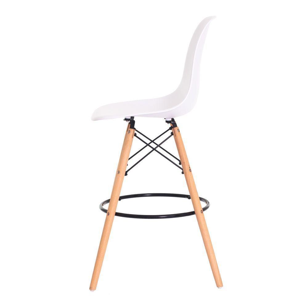 Banqueta Alta Eiffel Branca Base Madeira Cozinha Bar Bistrô - 4
