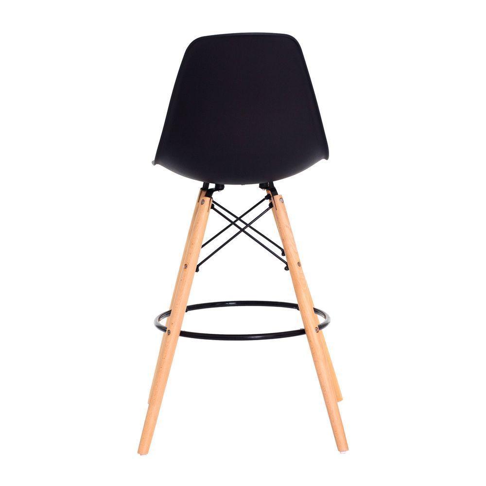 Kit 2 Banquetas Alta Preta Base Madeira Cozinha Bar Bistrô - 2