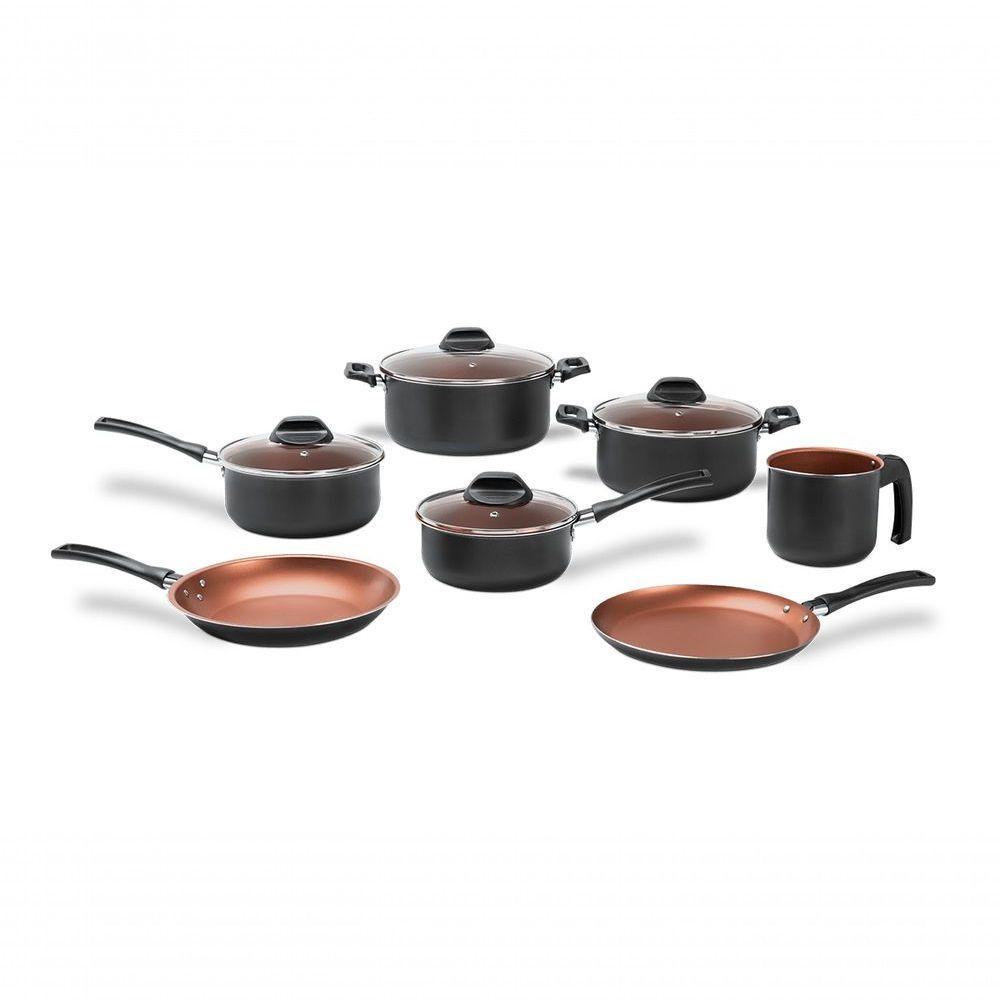 Conjunto De Panelas 7 Peças Pro-flon Antiaderente Cinza Range Linha Topázio Brinox Cinza - 1