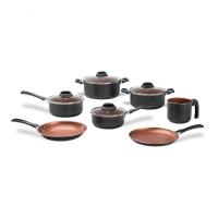 Conjunto De Panelas 7 Peças Pro-flon Antiaderente Cinza Range Linha Topázio Brinox Cinza - 1
