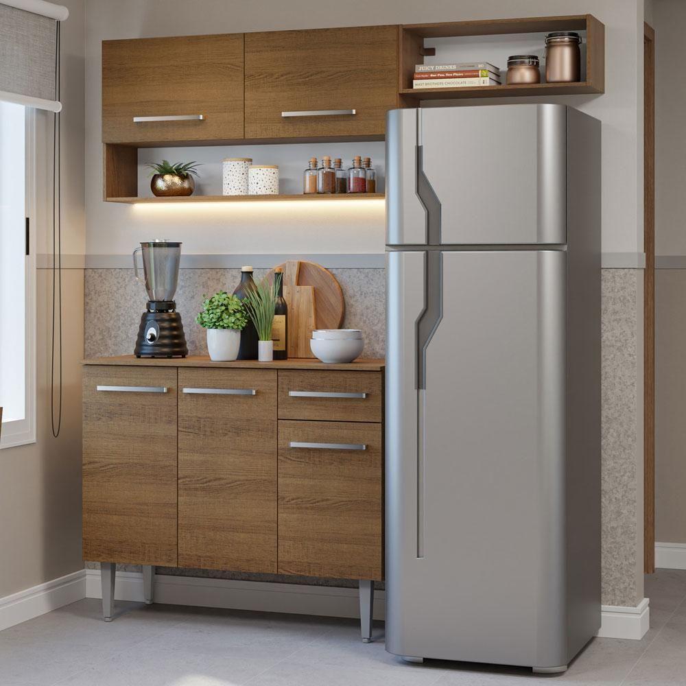 Armário De Cozinha Compacta 165cm Rustic Emilly Madesa 08 Rustic - 1