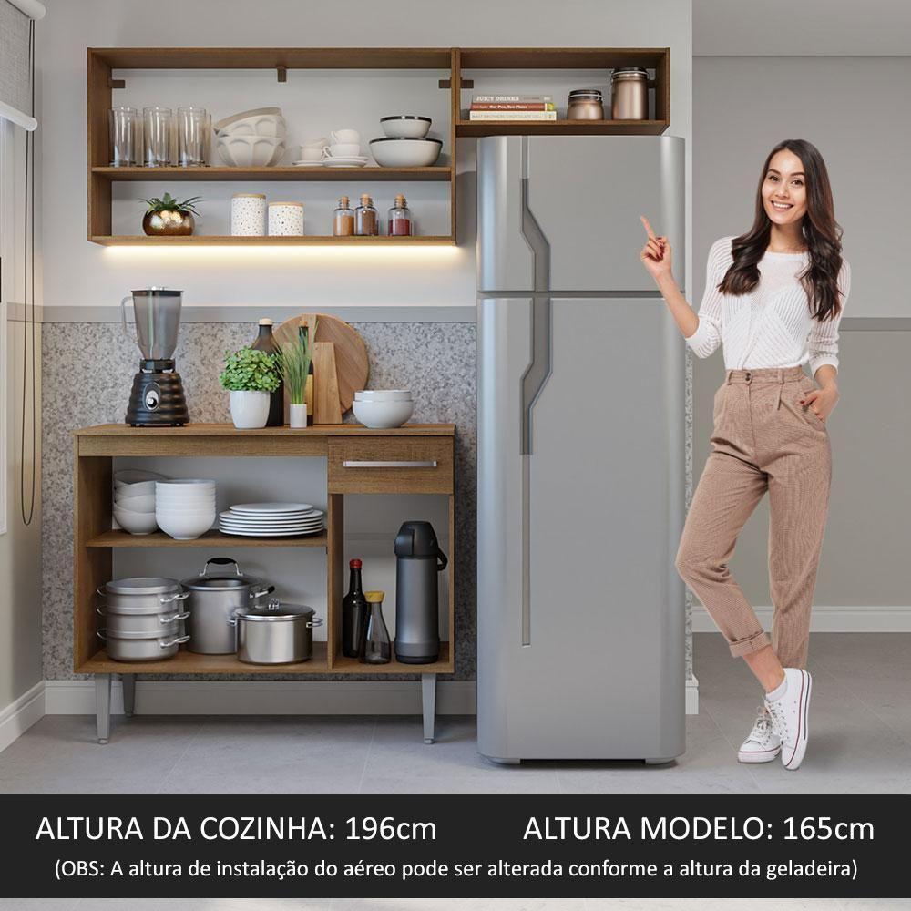 Armário De Cozinha Compacta 165cm Rustic/cinza Emilly Madesa 08 Rustic/cinza - 5