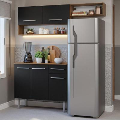 Armário De Cozinha Compacta 165cm Emilly Madesa 08 Rustic/preto