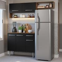 Armário De Cozinha Compacta 165cm Rustic/preto Emilly Madesa 08 Rustic/preto - 1