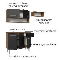 Armário De Cozinha Compacta 165cm Rustic/preto Emilly Madesa 08 Rustic/preto - 3