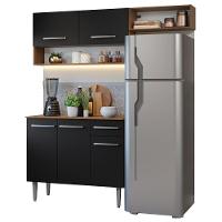 Armário De Cozinha Compacta 165cm Rustic/preto Emilly Madesa 08 Rustic/preto - 6