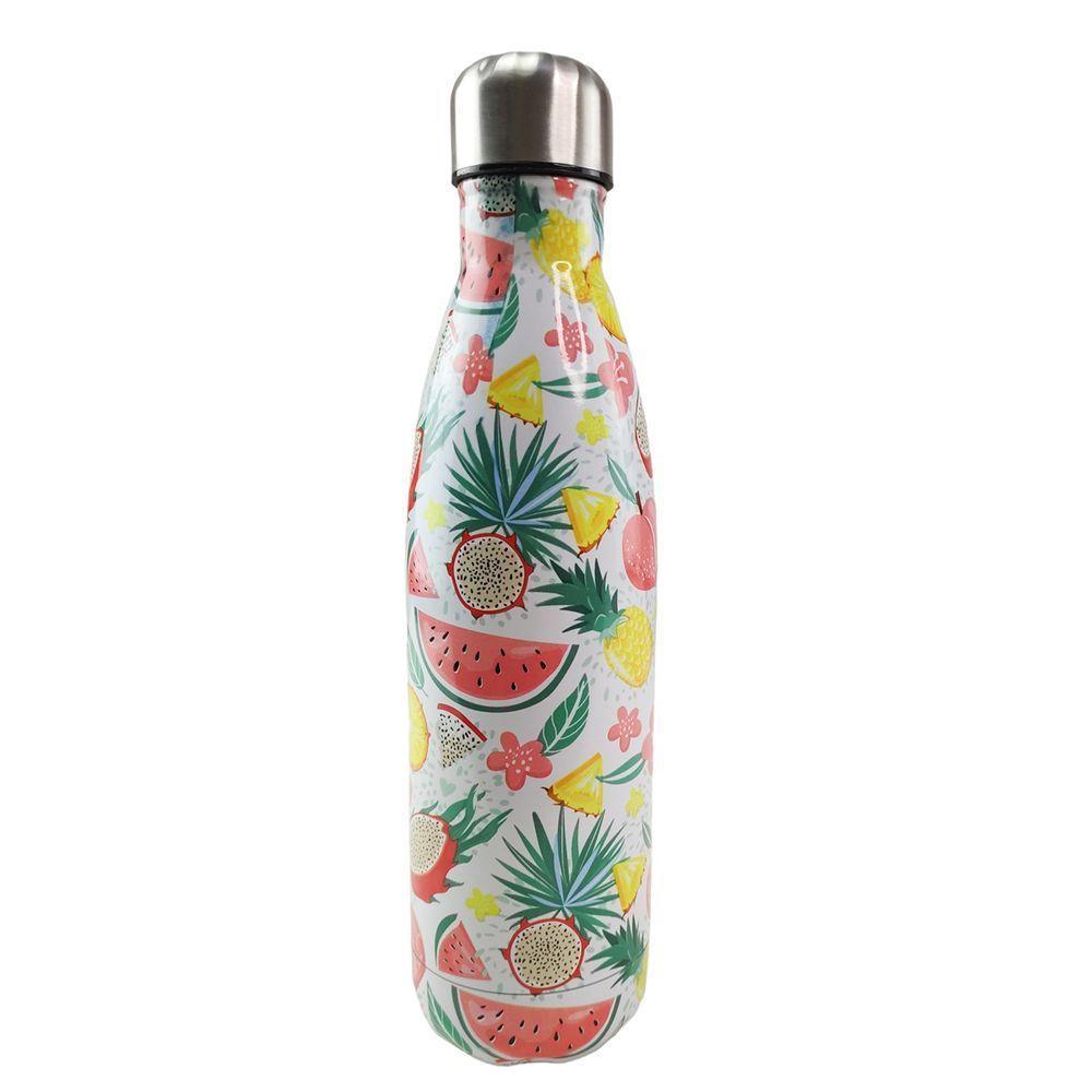 Garrafa Termica Estampada Flores Frutas Aço Inox Floral Florido 500ml Agua Gelada Squeeze Academia - 1