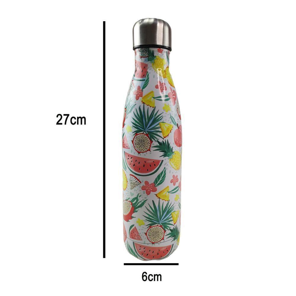 Garrafa Termica Estampada Flores Frutas Aço Inox Floral Florido 500ml Agua Gelada Squeeze Academia - 2