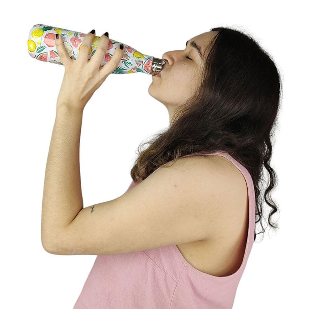 Garrafa Termica Estampada Flores Frutas Aço Inox Floral Florido 500ml Agua Gelada Squeeze Academia - 7