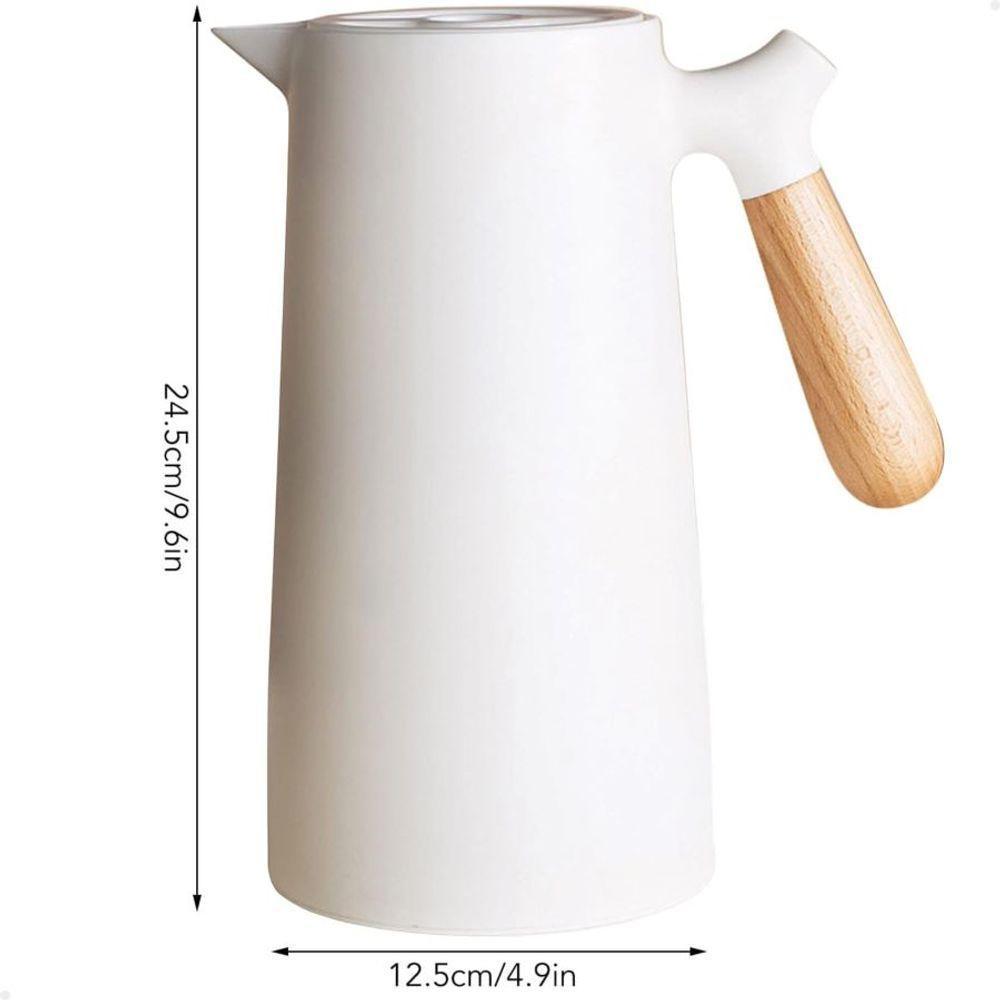 Garrafa Térmica 1 Litro Bule Cantinho Do Café Chá Leite água Plástico Cabo Madeira Branco - 4