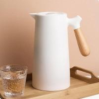 Garrafa Térmica 1 Litro Bule Cantinho Do Café Chá Leite água Plástico Cabo Madeira Branco - 5