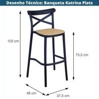 Banqueta Alta Katrina Plats Polipropileno Preto - 2